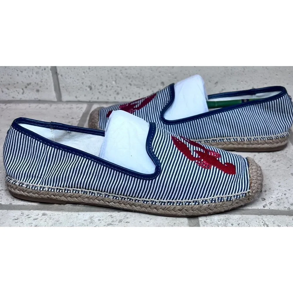 G.H. Bass & Co. Jenna Critter Lobster Crawfish Flats Red Blue Espadrilles Sz 9